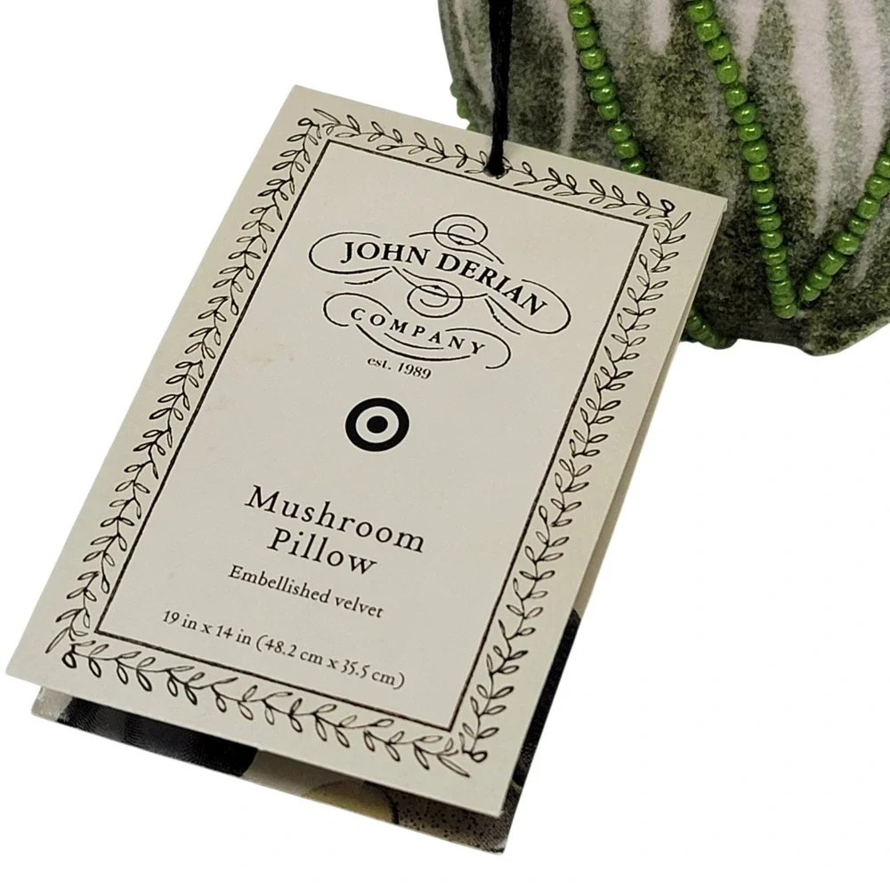 John Derian X Target 2024 Mushroom Pillow‎ Brown Embellished Thanksgiving New